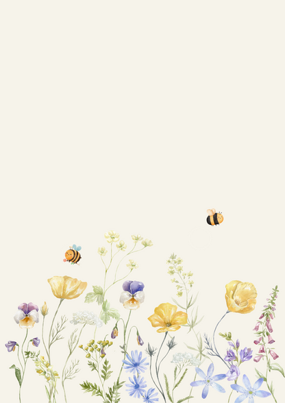 Digitale Poster „Bienen & Blumen“ – 3-teilige Kollektion mit fröhlichen Bienchen