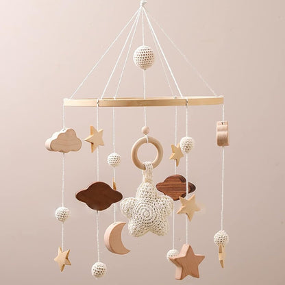 Star Mobile – Gentle baby room decoration with clouds and knitted star