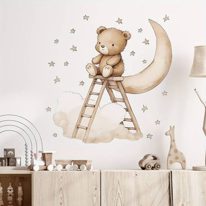 Bear and Moon Wall Stickers – Calming Wall Decoration for Baby Rooms and Children's Rooms